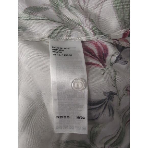 Reiss NYBG Winona Botanical boho earthy hippie satin floral shirt NWT - Picture 9 of 10